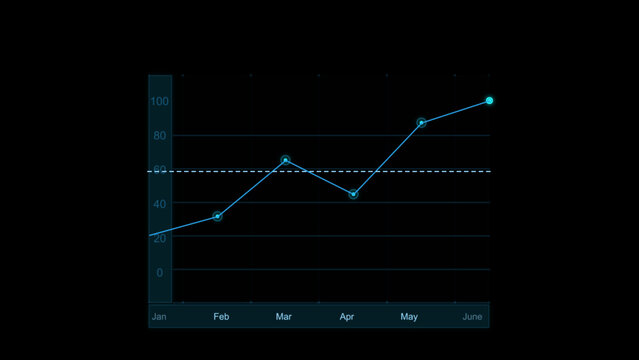 Line and scatter plot in blue