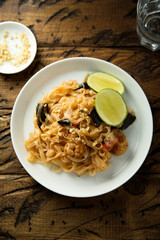 Traditional homemade Pad Thai noodles