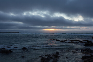 Dramatic stormy sunset on the ocean