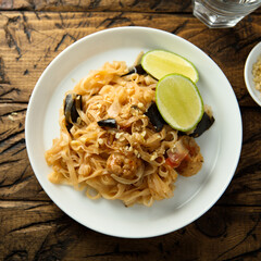 Traditional homemade Pad Thai noodles