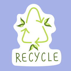 Recycle symbol. Hand-drawn illustration. Environment protection, sustainability concept. Vector.
