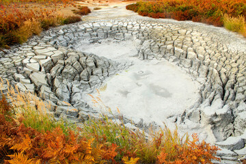 Mud geyser or mud hot spring