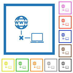 Offline laptop flat framed icons