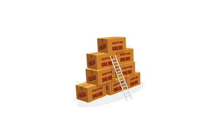 Obraz premium Packaging box stacking together on white background with clipping path