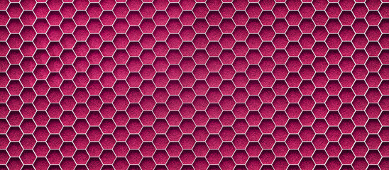Pink grass soccer field with hexagonal goal pattern background. 3d render