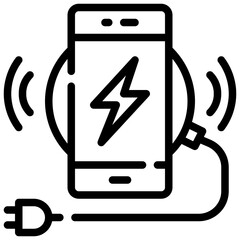 WIRELESS CHARGER line icon,linear,outline,graphic,illustration