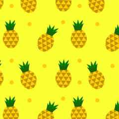 Cute summer flat pattern with fruits. Pineapple. Great food background for your design. Vegan, vegetarian, healthy food, diet concept.