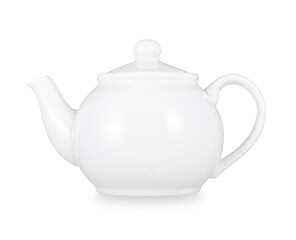 White ceramic kettle or teapot isolated on white background with clipping path, Suitable for design.