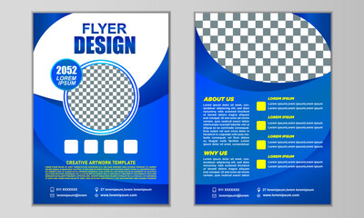 flyer, booklet, brochure cover, leaflet, vector design template official , business , professional ,  modern  layout style . blue and Yellow color theme . A4 Format