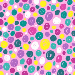 abstract seamless pattern with dots on pink background.