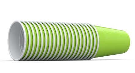 Set of pastic disposable party cup for juice, fresh, beer on white background.