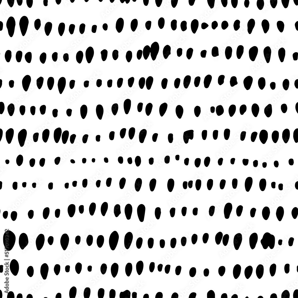 Aufkleber Abstract pattern of small black dots or spots on white. Black small specks in a row vector seamless pattern. Polka dot motif wallpaper. Monochrome hand drawn texture. Sketchy hand-drawn points.