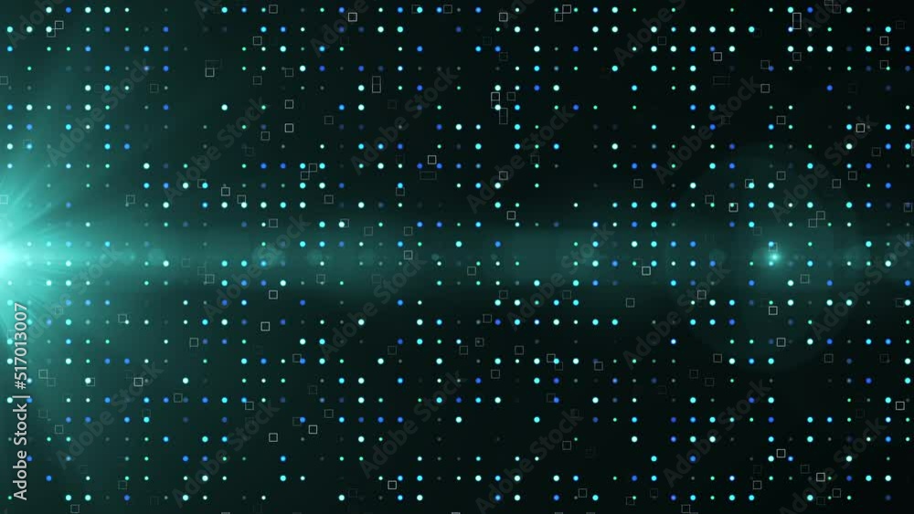 Wall mural motion graphic background animation, futuristic mysterious flowing digital particles wave de-focus v