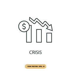 crisis icons  symbol vector elements for infographic web