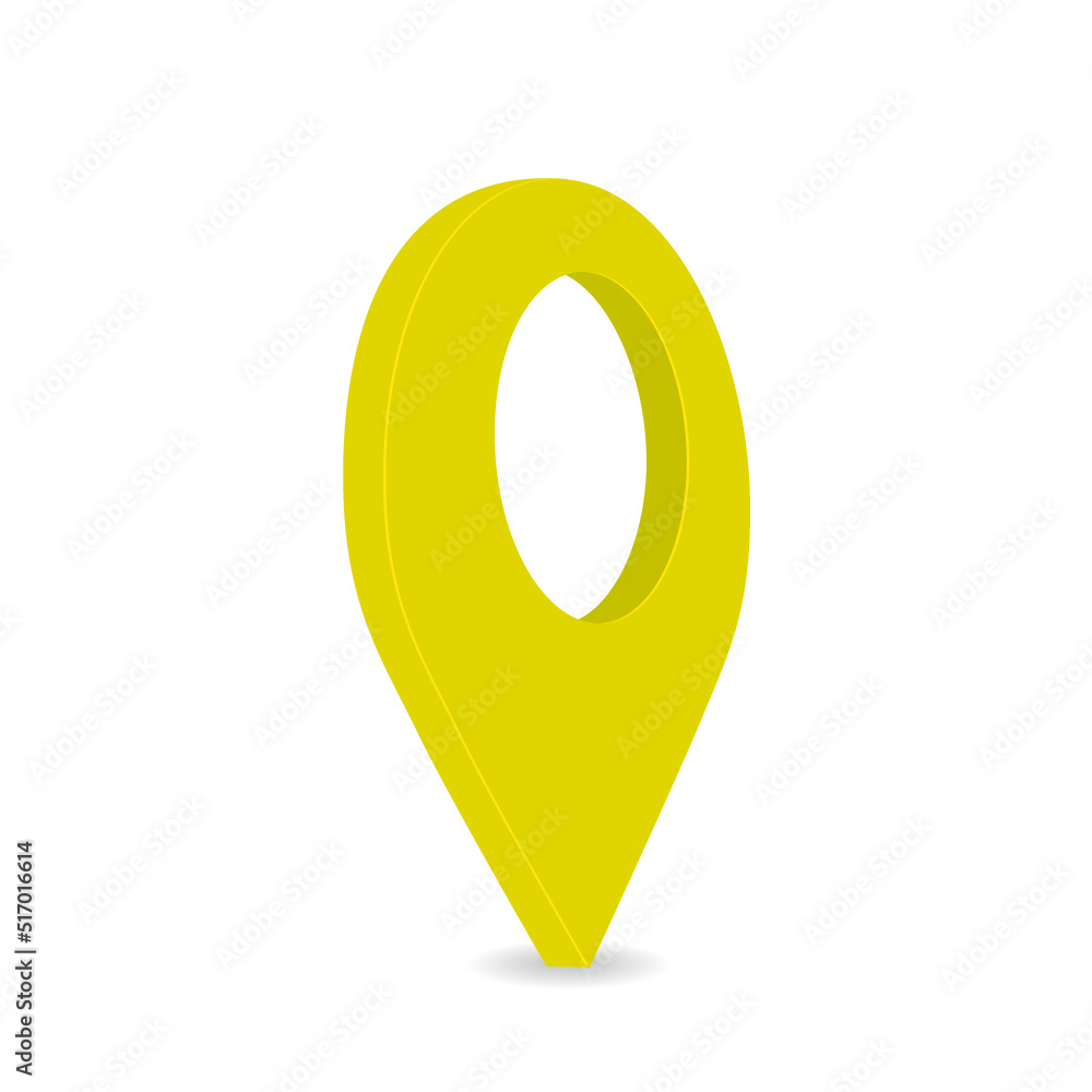 Poster yellow map pointer isolated on a white background