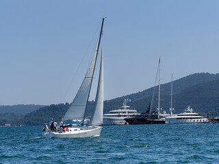 detail of sailing boat in the sea in la spezia