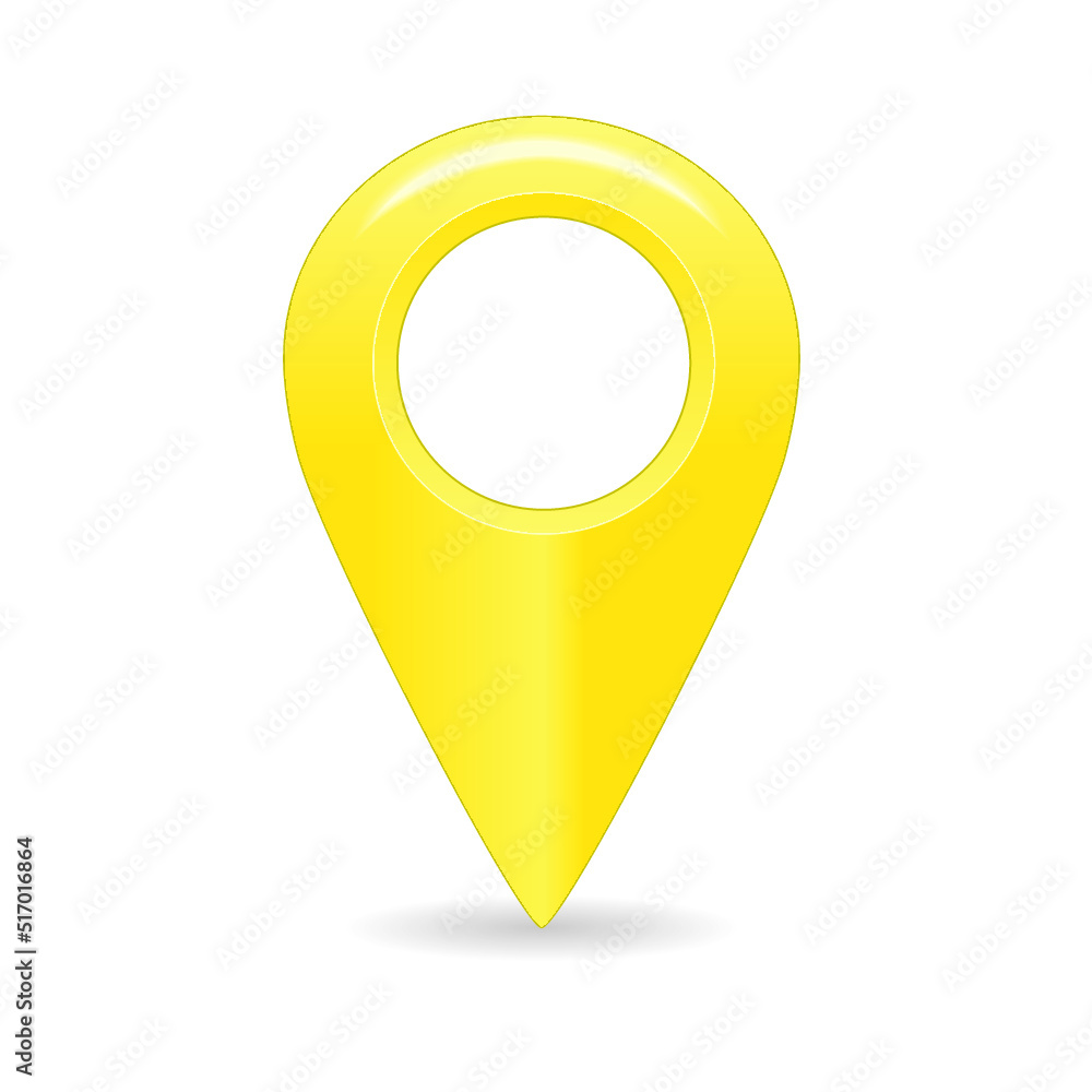 Poster yellow map pointer symbol isolated on a white background