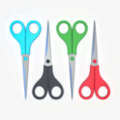 Set of scissors of different colors.