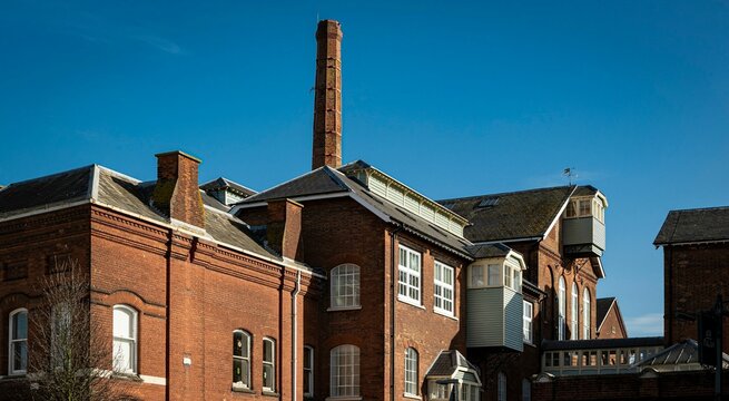Industrial architecture of an old brewery in Faversham, Kent, United Kingdom