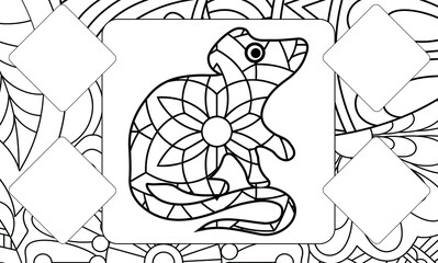 Hand drawn zentangle mouse for coloring book for adult and other decorations