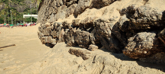 Praia Vermelha Urca Sugarloaf Mountain stone hill mountain forest nature city neighborhood club beach sand wall sea texture promenade travel family