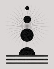 Sun, solar cycle, esoteric concept. Creative poster. Vector illustration.