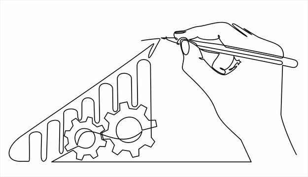 recommend clip art: continuous drawing with one line, drawing a graph going up with an arrow