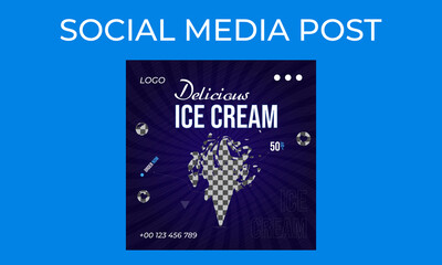 Creative Modern Square Social Media Food Post Design Template Vector 