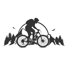 Fototapeta na wymiar Mountain Bike Icon Silhouette Illustration. MTB Vector Graphic Pictogram Symbol Clip Art. Doodle Sketch Black Sign.