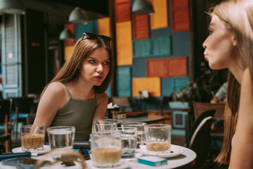Close up of a girls in a cafe