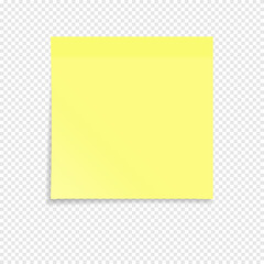 Yellow sticky note isolated on a transparent background