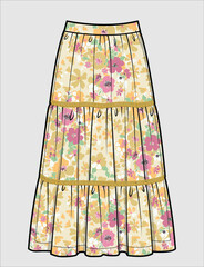 TIERED CHIFFON SKIRTS WITH LACE FOR  WOMEN AND TEEN GIRLS