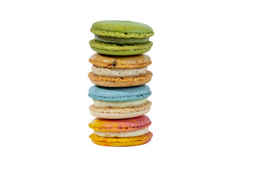 Colorful Macarons Isolated on White Background With Clipping Path