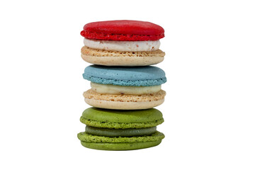 Colorful Macarons Isolated on White Background With Clipping Path