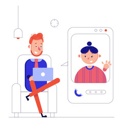 man leads a video conference