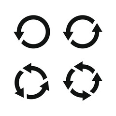 Set of circular arrows. Update, refresh, upgrade, rotate icon flat style isolated on white background. Vector illustration