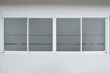 Aluminium sliding window of office. office sliding glass window. Decorative Glass Film on door of...