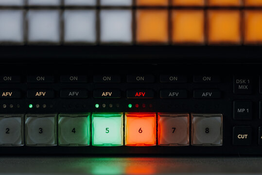 Closeup shot of a video switcher high resolution technology
