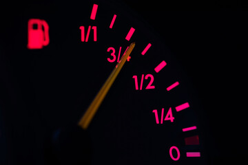 Fuel indicator of a car.