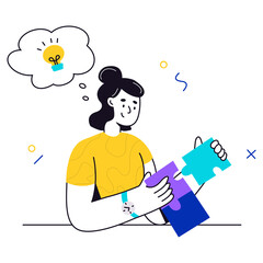 woman putting the puzzle together