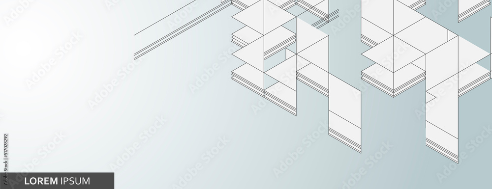 Poster futuristic tile network and mosaic geometric construction. honeycomb pattern on white background. ve