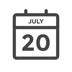 July 20 Calendar Day or Calender Date for Deadline, or Appointment