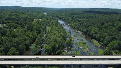 Beautiful shot of the Haw River in Pittsboro, NC - obrazy, fototapety, plakaty
