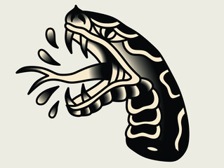 Vector Old School Style Tattoo Snake Design