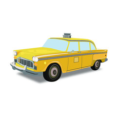 Retro Yellow Vintage Taxi Cab Vector, Illustration © katy