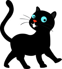 Black Cat Silhouette on White Background. Icon Vector Illustration. Concept for Logo, Print, Sticker.
