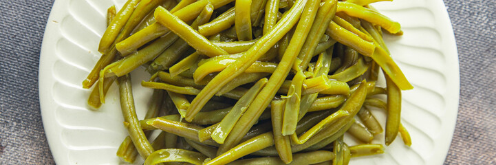 green beans boiled bean ready to eat fresh healthy meal food snack diet on the table copy space food background rustic top view