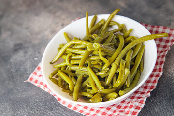 green beans boiled bean ready to eat fresh healthy meal food snack diet on the table copy space food background rustic top view
