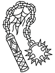 Vector illustration of flail in tattoo style.