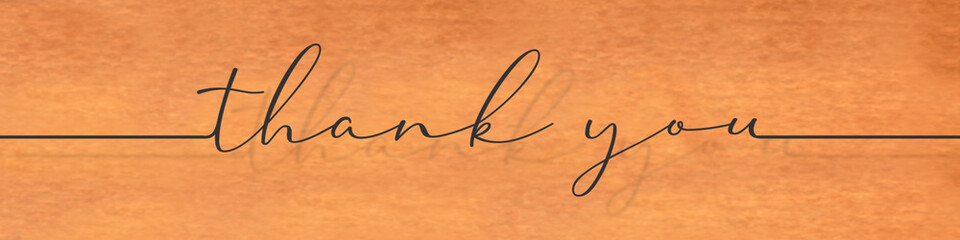 The words thank you on the orange paper background